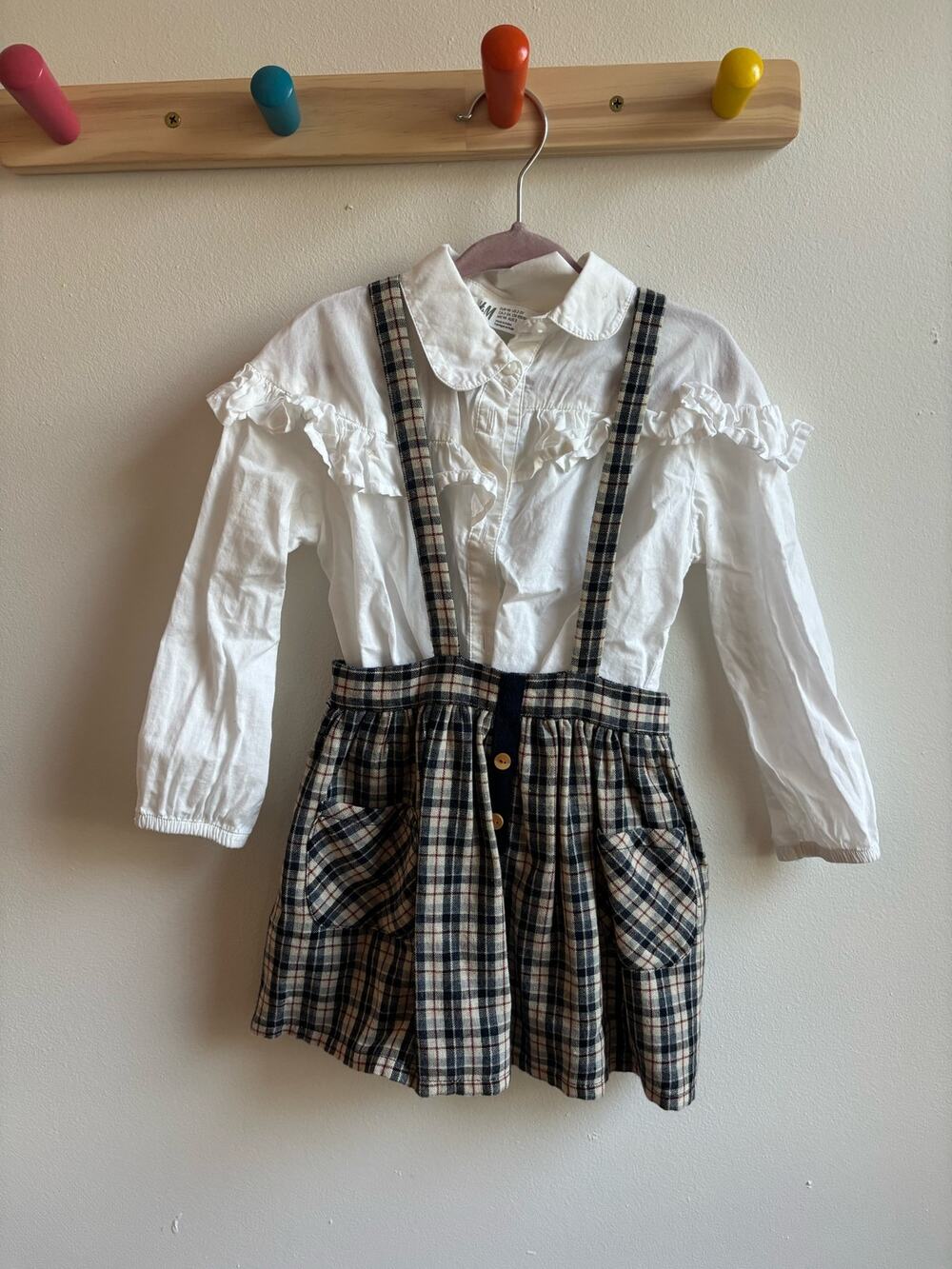 Zara Outfit Blouse & Pleas Overall Skirt 3-4 T